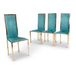 A SET OF FOUR GILT METAL DINING CHAIRS, POSSIBLY ITALIAN