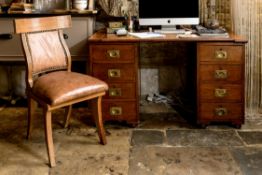 A VICTORIAN WALNUT PEDESTAL DESK, CIRCA 1870