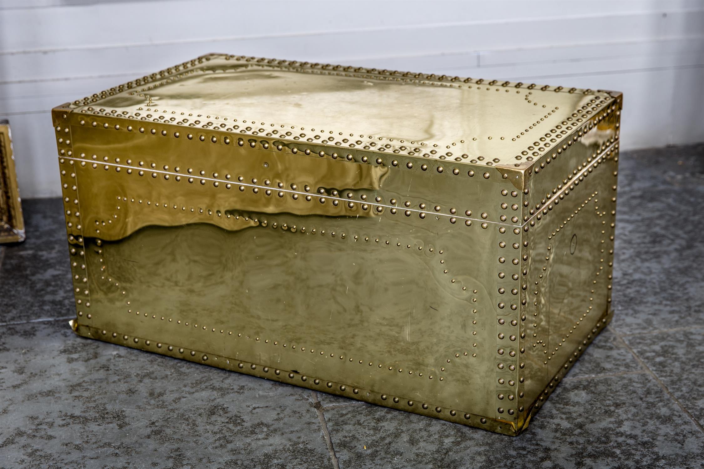 A BRASS STUDDED TRUNK, BY A MODERN GRAND TOUR