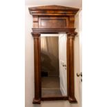 A LARGE VICTORIAN MAHOGANY OVERMANTEL MIRROR, CIRCA 1850