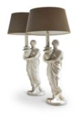 A PAIR OF PLASTER CAST TABLE LAMPS IN THE MANNER OF HUMPHREY HOPPER
