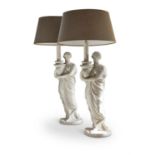 A PAIR OF PLASTER CAST TABLE LAMPS IN THE MANNER OF HUMPHREY HOPPER