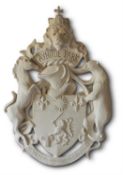 A PLASTER MOULDING OF THE AYNHOE PARK COAT OF ARMS, MODERN