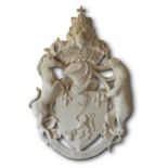 A PLASTER MOULDING OF THE AYNHOE PARK COAT OF ARMS, MODERN