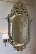 A LARGE ETCHED WALL MIRROR IN VENETIAN TASTE, MODERN