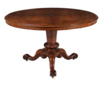 A Victorian walnut and burr walnut centre table