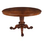 A Victorian walnut and burr walnut centre table