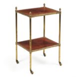 A brass and plum-pudding mahogany two tier side table in Regency style