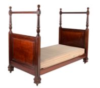 An American mahogany and line inlaid single bed