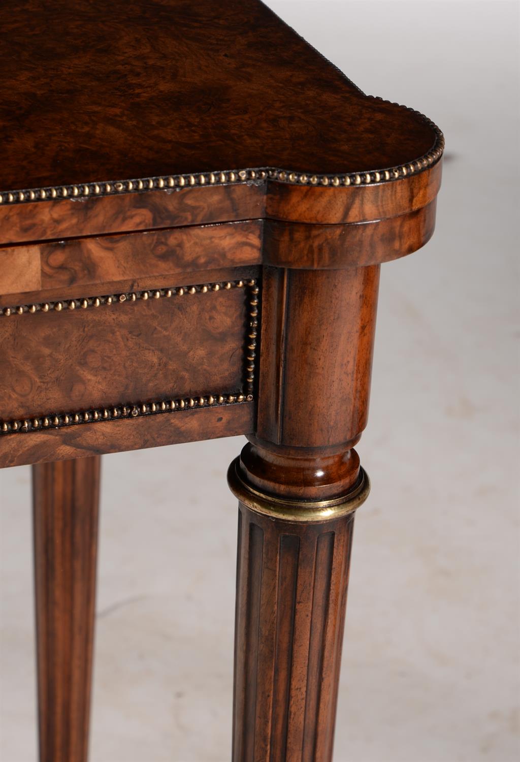 A Victorian burr walnut folding card table in French taste - Image 3 of 5