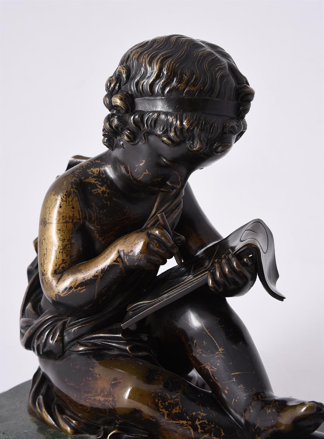 A French or Italian patinated bronze allegorical model of a putto - Image 3 of 3