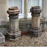 A pair of late Victorian clay chimney pots