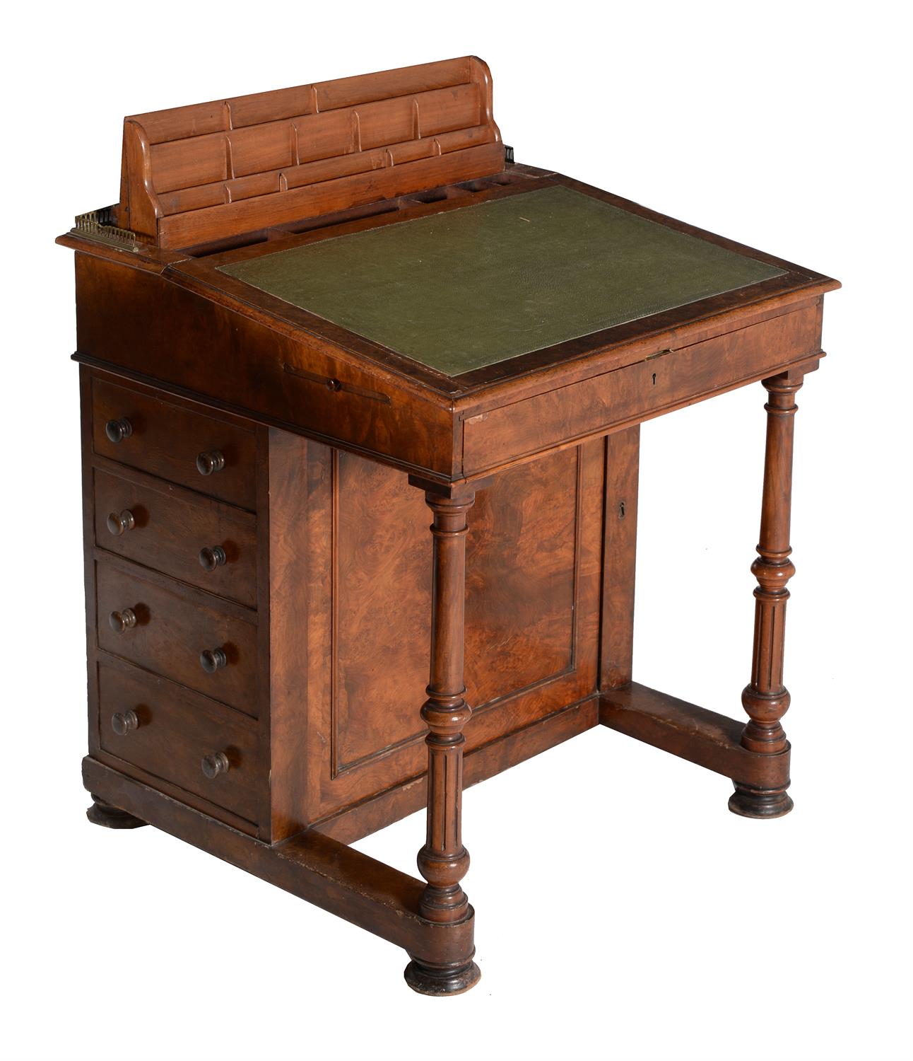 An early Victorian walnut Davenport - Image 3 of 3