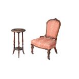 A Victorian walnut and upholstered chair