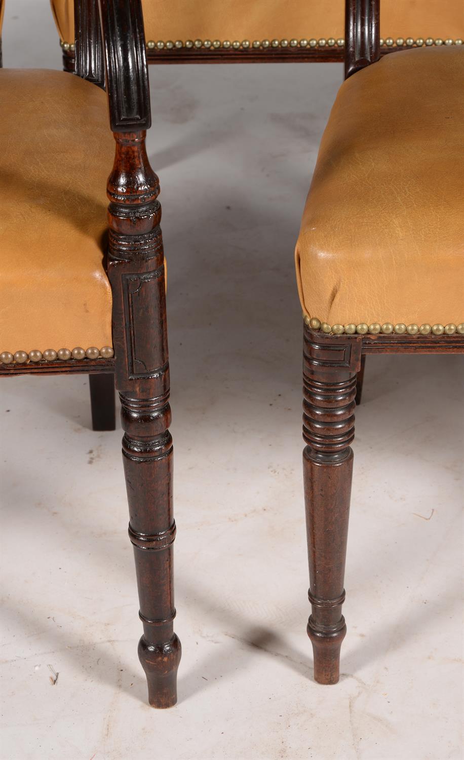 A set of six Regency mahogany and brass line inlaid dining chairs - Image 3 of 4