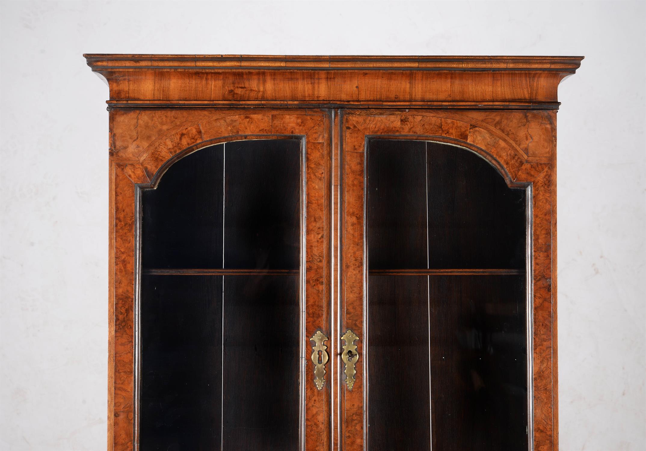 A George II walnut and feather banded bureau bookcase - Image 3 of 3