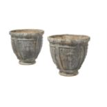 A pair of lead garden urns