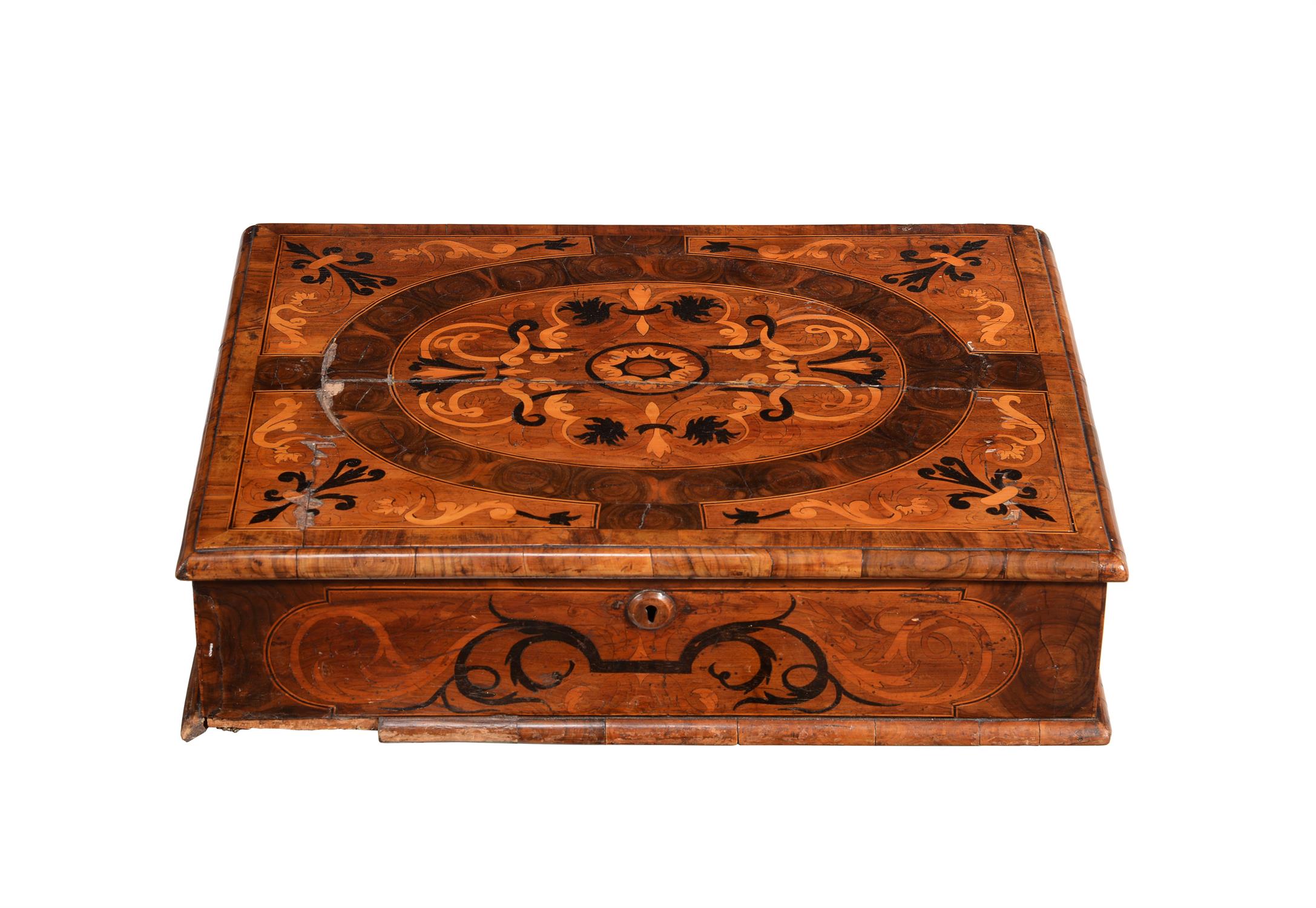 A William and Mary oyster veneered and marquetry inlaid box - Image 2 of 3
