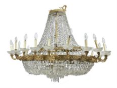 A Continental gilt metal and cut glass chandelier