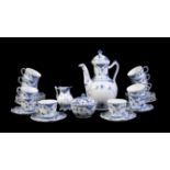 A modern Royal Copenhagen blue and porcelain 'Fluted Half Lace' pattern part coffee service