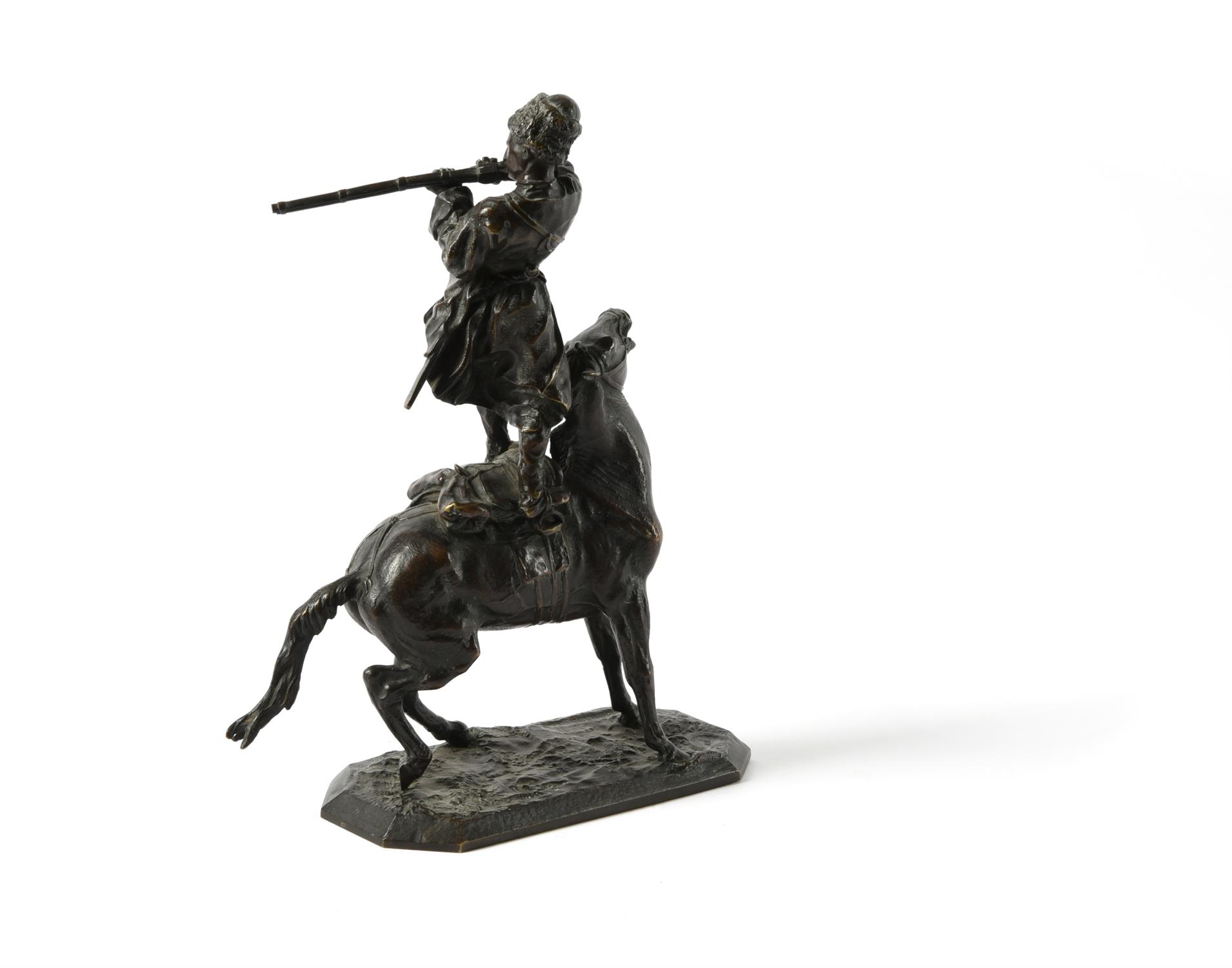 A Russian bronze group of a Circassian on Horseback - Image 2 of 6