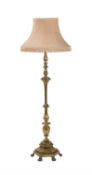 An Edwardian brass standard lamp