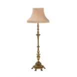 An Edwardian brass standard lamp