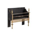 An iron and brass mounted fire grate in Regency taste