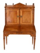 A South German chestnut and fruitwood bureau cabinet