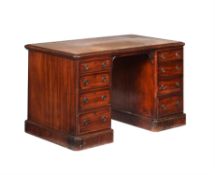 A Victorian mahogany twin pedestal desk