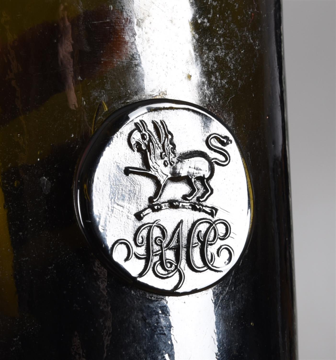 A pale-green glass sealed wine bottle with seal for the Clive family - Image 2 of 2