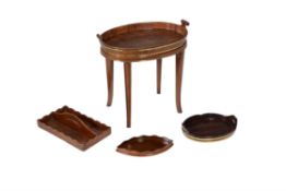 A George II brass bound mahogany oval tray