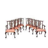 A set of eight mahogany dining chairs