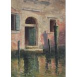 British School (20th century)Venetian canalOil on canvas-board33 x 23cm (12 x 9 in.)Label to ver