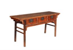 A Chinese hardwood, almost certainly elm side table