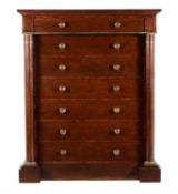 A Louis Philippe mahogany and gilt brass mounted chest of drawers or Semainier