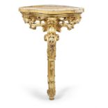 A Continental carved giltwood corner console table