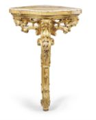 A Continental carved giltwood corner console table