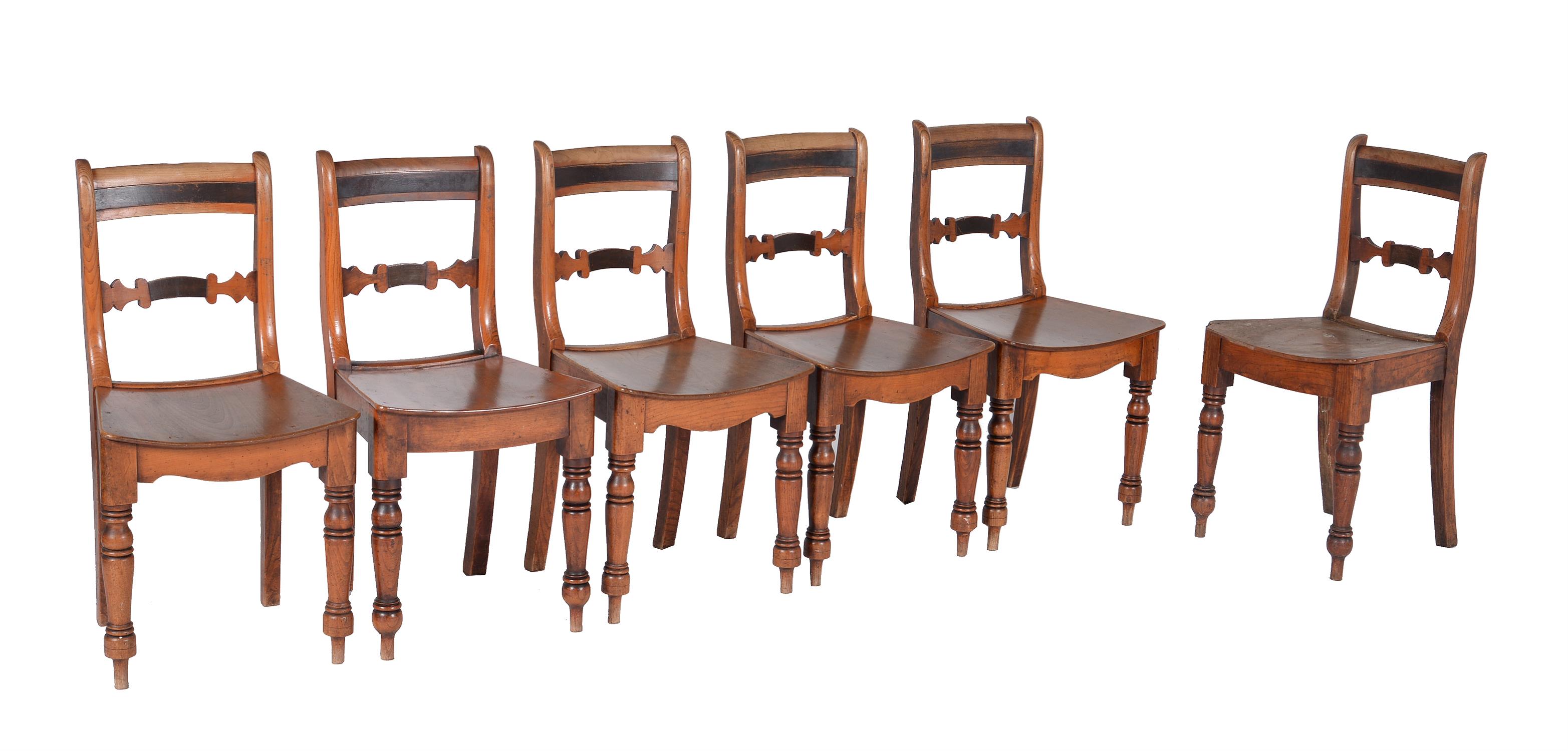 A set of six Regency chestnut side chairs