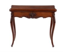 A French mahogany folding card table