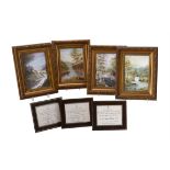 Four modern Royal Worcester hand painted plaques