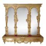 A giltwood mirror backed settle