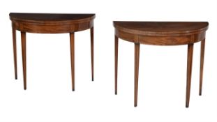 Y A pair of George III mahogany and rosewood banded card tables