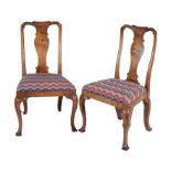 A pair of walnut side chairs