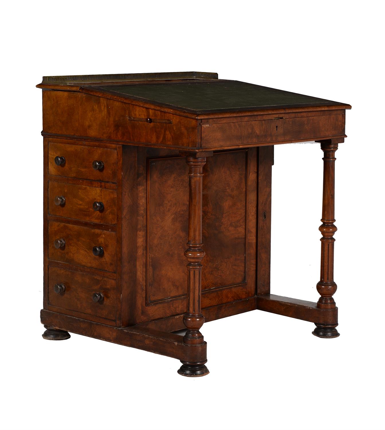 An early Victorian walnut Davenport - Image 2 of 3