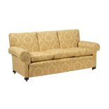 A Victorian damask style upholstered sofa
