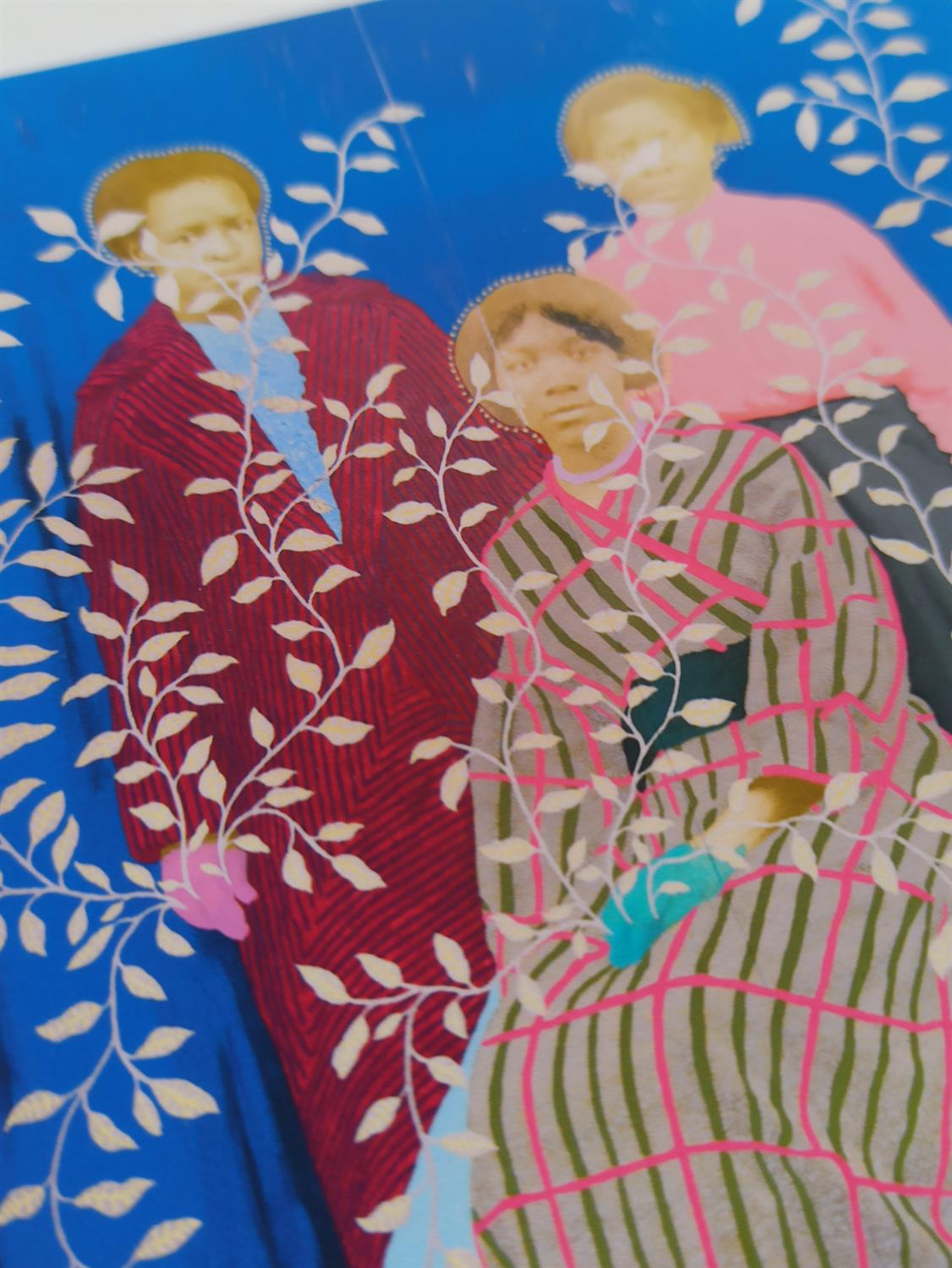 Daisy Patton, Untitled (Three Women with Blue Curtain and Silver and Yellow Leaves), 2019, 2020 - Image 2 of 2