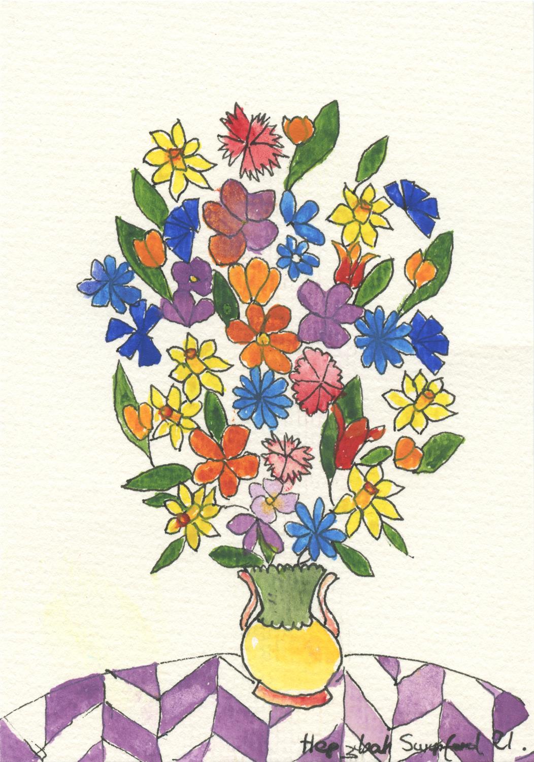 Hepzibah Swinford, Flowers with Chevrons, 2021