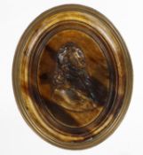 John Obrisset (active about 1705-27)- 17th century tortoiseshell portrait plaque of Charles I