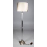 Chrome and glass standard lamp with shade
